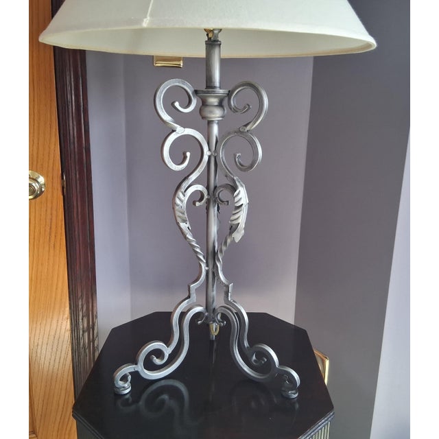 French C 1980 Kaeder Kaiser Leuchten Co. French Style Wrought Iron Table Lamp For Sale - Image 3 of 8