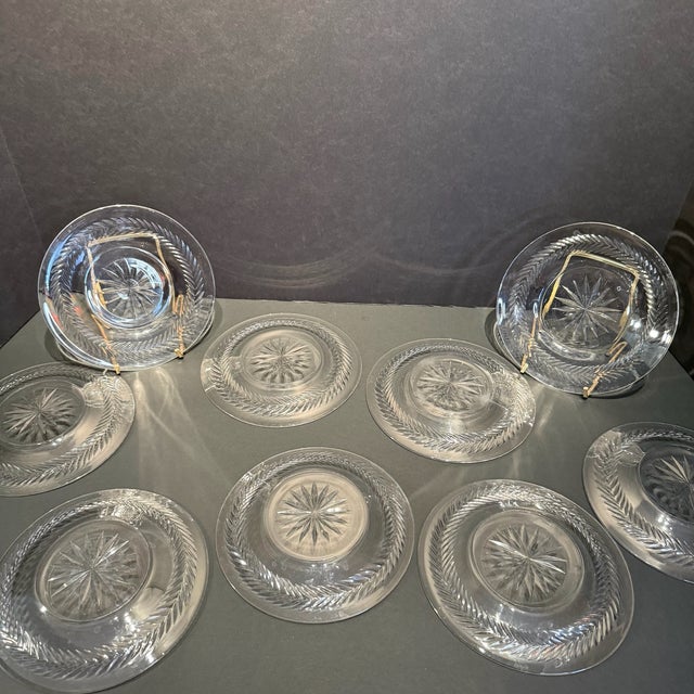 Vintage Clear Cut Crystal Fruit Plate Set- 9 Pieces For Sale In Los Angeles - Image 6 of 17