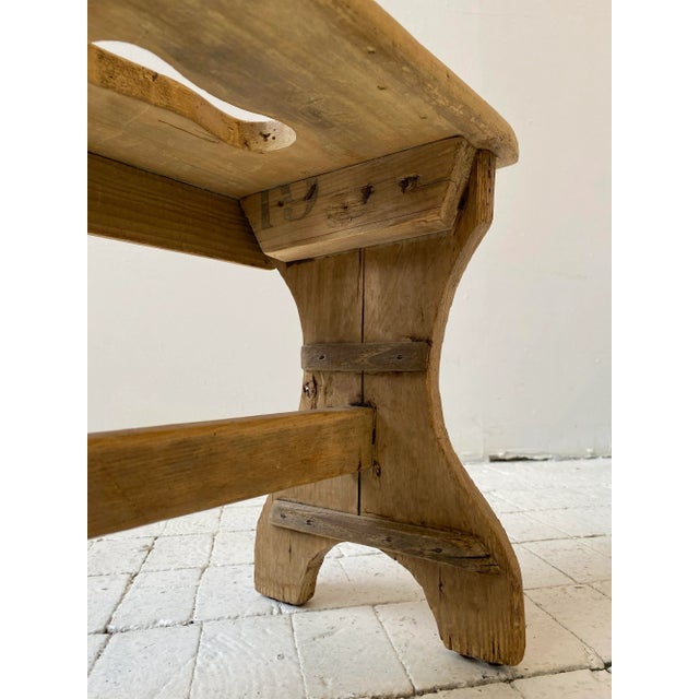 Vintage Natural Pine Primitive / Farmhouse Stool, Circa 1920s For Sale - Image 11 of 13
