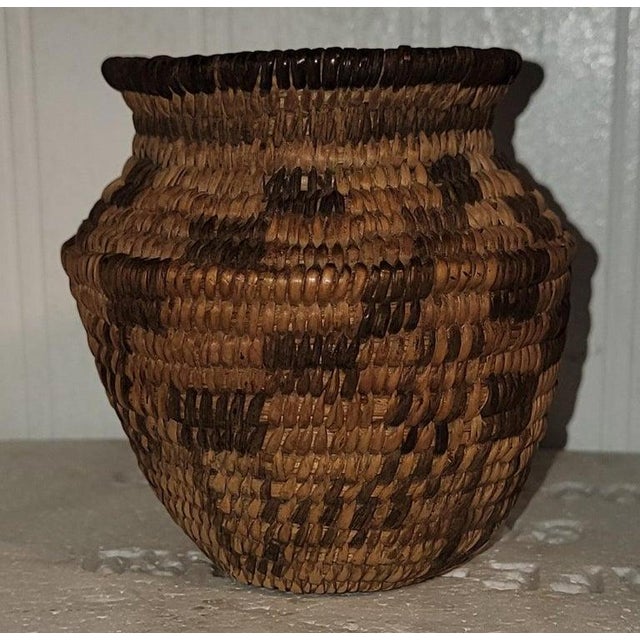 Folk Art Miniature Early 20th Century Hand Woven Basket For Sale - Image 3 of 6