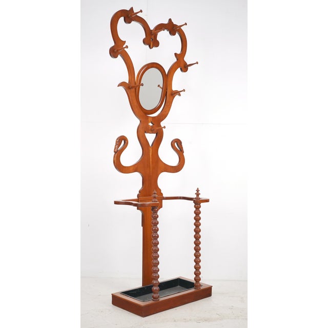 Victorian Early 20th Century Victorian Cherry Swan Hall Tree Umbrella Stand For Sale - Image 3 of 16