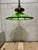 English Vintage Brass & Green Glass Octagonal Three-Light Pendant Chandelier For Sale - Image 3 of 12