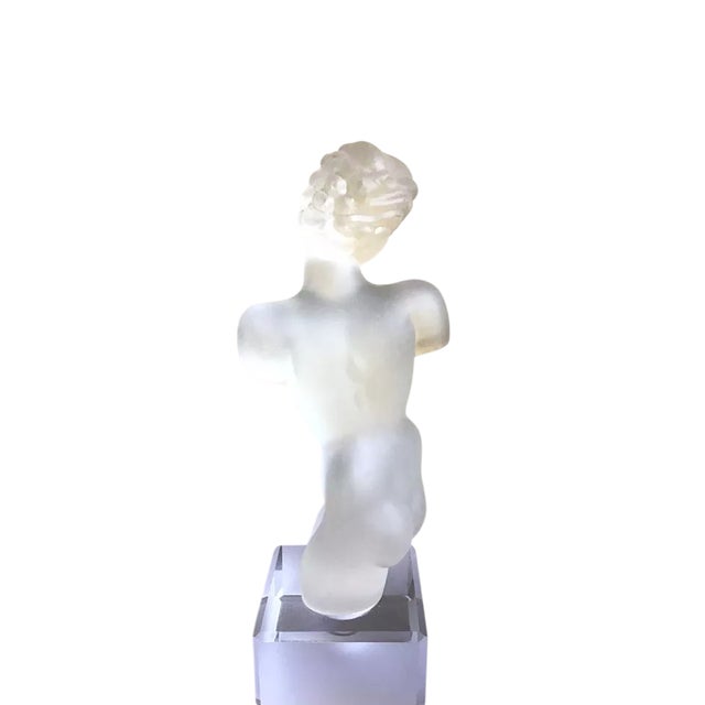 Late 20th Century Eleon Von Rommel Bohemia Art Deco Style Frosted Art Glass Nude Torso Statue For Sale In Los Angeles - Image 6 of 7