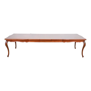 John Widdicomb French Provincial Louis XV Walnut Extension Dining Table, Newly Refinished