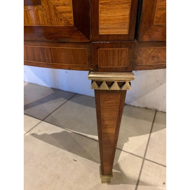 Louis XVI Style Half Moon Chest of Drawers in Marquetry, Late 19th Century For Sale - Image 10 of 15