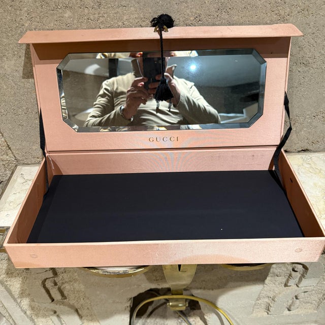 AMBIANIC presents Gucci Lipstick Vault Box Beveled mirror 19.5 w x 9.5 d x 2.5 h Box only Worn used Preowned vintage...
