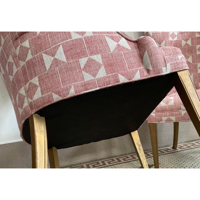 Red Pair of 1960s Fireside Wingback Chairs Upholstered in Fermoie Fabric For Sale - Image 8 of 12