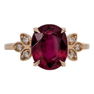 4Ct Ruby Ring With Earth Mined Diamond Accents: Solid 14k Gold, Size 6.75 For Sale