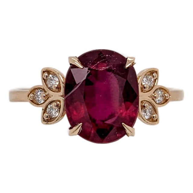 4Ct Ruby Ring With Earth Mined Diamond Accents: Solid 14k Gold, Size 6.75 For Sale
