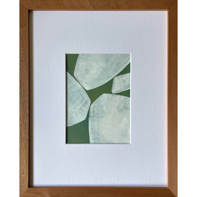 Green 2026 Contemporary Abstract Pair of Paintings on Paper by Artist r.k. Red For Sale - Image 8 of 9