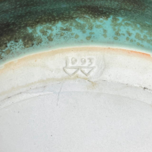 Vintage 1993 Emerald Glazed Studio Art Lidded Serving Bowl, Signed For Sale - Image 10 of 11