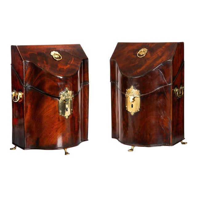 Fine Pair of English George III Period Antique Mahogany Boxes Circa 1780 For Sale