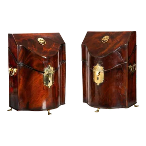 Fine Pair of English George III Period Antique Mahogany Boxes Circa 1780
