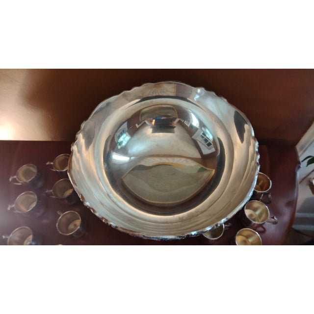 Vintage Fb Rogers Silver Co Silverplate Punch Bowl Set With 12 Cups & Ladle 5614 For Sale - Image 11 of 13