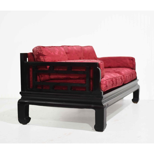 Red Mid-Century Chinoiserie Tomei Sofa by Raymond Sobota for Century Furniture For Sale - Image 8 of 11