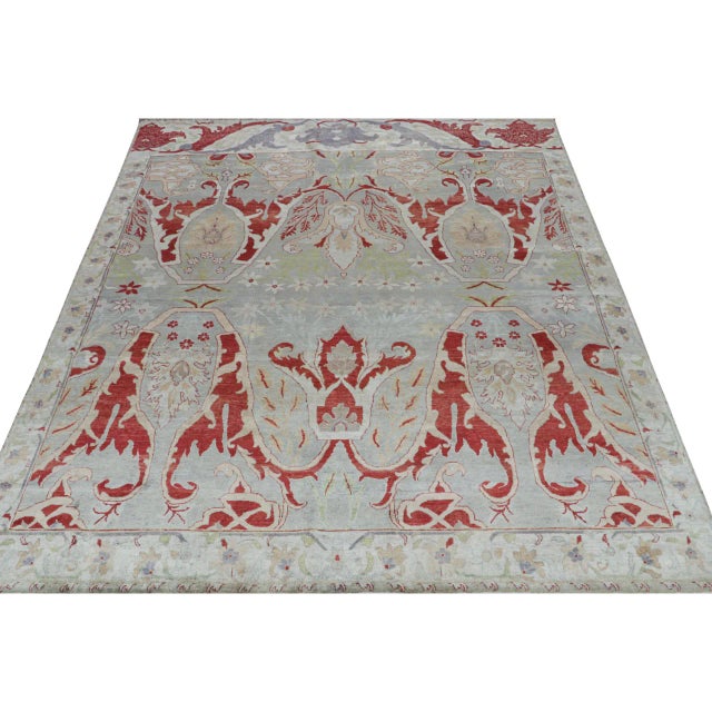 Traditional Rug & Kilim’s Classic Style Rug With Red, Blue and Gray Floral Patterns For Sale - Image 3 of 7
