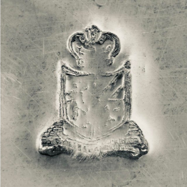 Silver Antique English Silverplate Armorial Crest Tray, Coat of Arms, 15.5", C. 1900 For Sale - Image 8 of 11