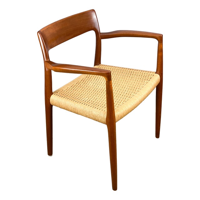 Danish Armchair in Teak and Paper Cord by Niels Otto Møller for J.L. Møllers, 1960s For Sale