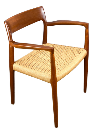 Danish Armchair in Teak and Paper Cord by Niels Otto Møller for J.L. Møllers, 1960s