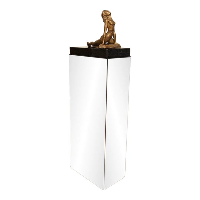 Female Nude Sculpture on a Mirrored Pedestal For Sale