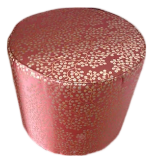 Moroccan Upholstered Red and Gold Fabric Pouf Low Stool Ottoman