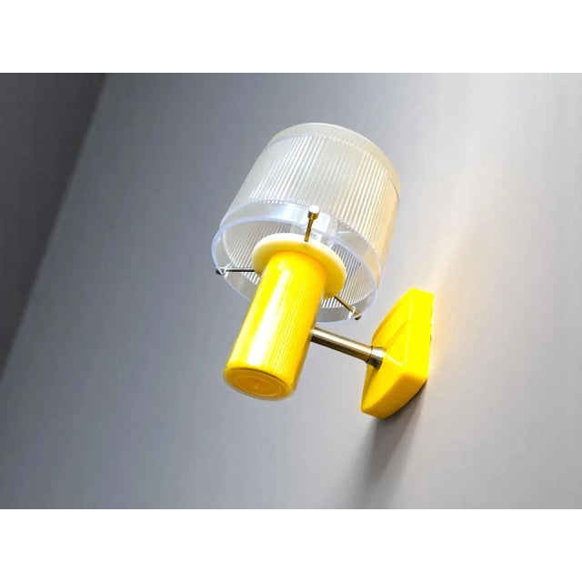 Mid-Century Modern Mid-Century Modern Portuguese Yellow Acrylic Wall Sconce For Sale - Image 3 of 13