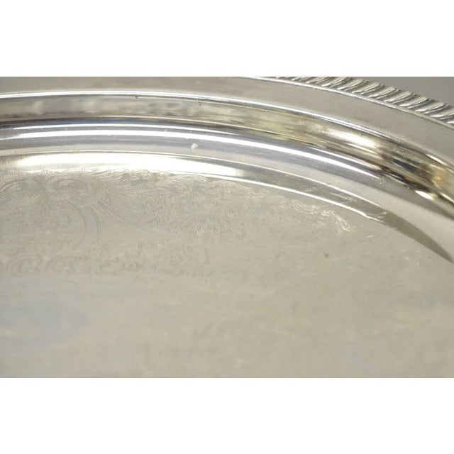 Metal Vintage English Regency Style Silver Plated 12" Oval Serving Dish Platter For Sale - Image 7 of 13