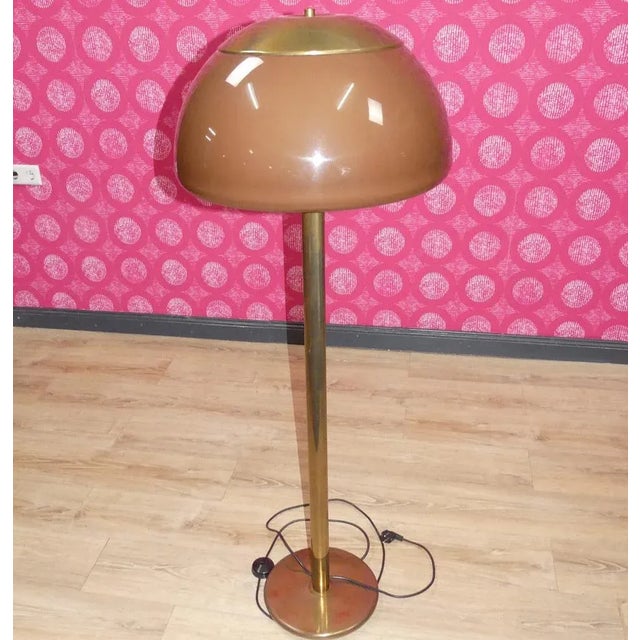 Golden Mushroom Floor Lamp with Brown Shade from Cosack Leuchten, 1970s For Sale - Image 4 of 11