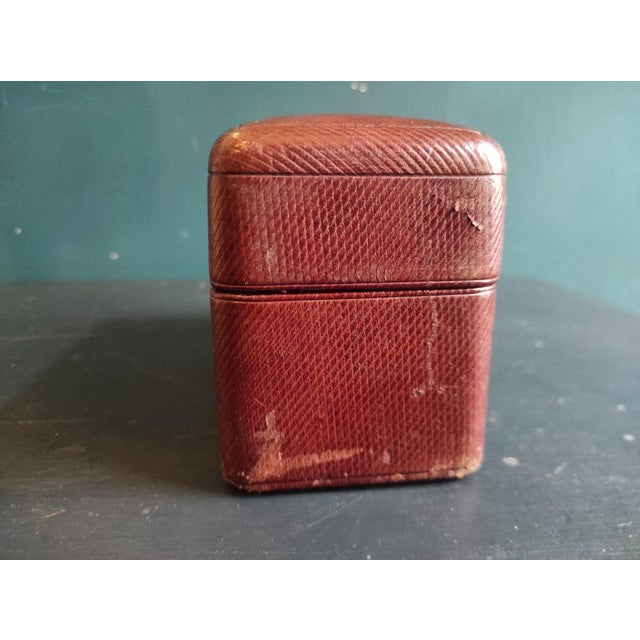 Antique French Jewellery Box in Leather and Silver For Sale - Image 4 of 11