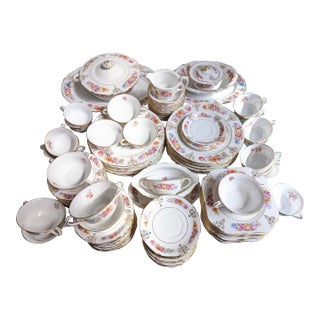 Mid 20th Century Vintage Baronet F&b Union Czechoslovakia Floral Pattern Fine China Set, Made in Bohemia - 100 Pieces For Sale