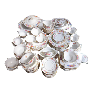Mid 20th Century Vintage Baronet F&b Union Czechoslovakia Floral Pattern Fine China Set, Made in Bohemia - 100 Pieces