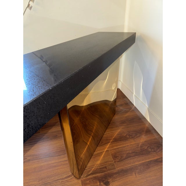 Mitchell Gold & Bob Williams Modernist Brass Console Table With Black Stone Top For Sale - Image 10 of 10