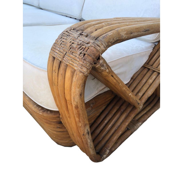 1930s Paul T. Frankl 5-Strand Square Pretzel Square-Back 3-Seat Sofa (Unrestored) For Sale - Image 5 of 12