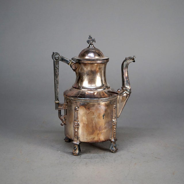 Late 19th Century Circa 1890 Antique Silver Plated Footed Tea Set- 4 Pieces For Sale - Image 5 of 12