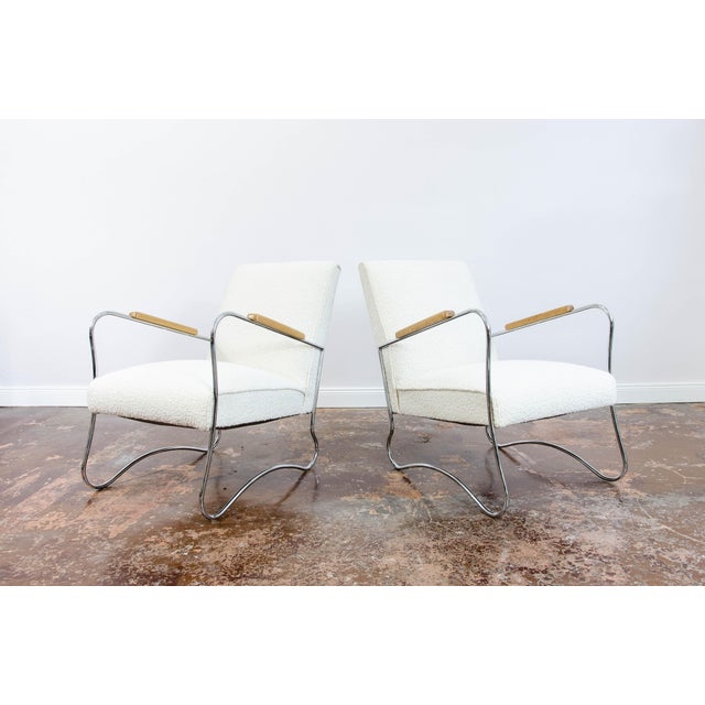 Metal Vintage Polish Bauhaus Style Lounge Chairs, 1950s, Set of 2 For Sale - Image 7 of 16