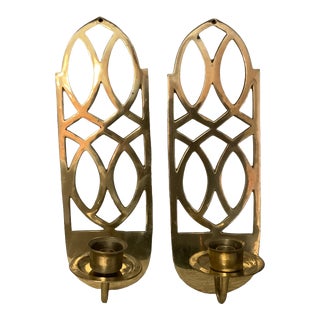 Solid Brass Wall Candle Sconces, a Pair For Sale