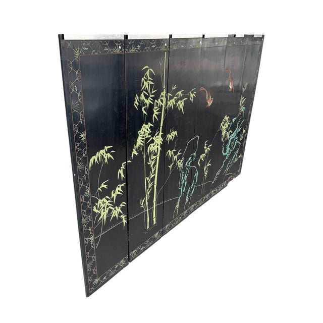 Stunning Mid-20th Century Chinese Export Six-Panel Coromandel Screen For Sale - Image 9 of 11