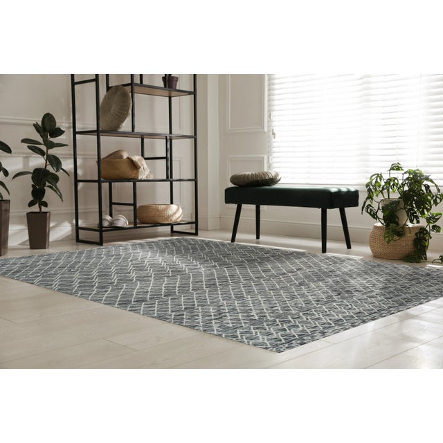Black 8x10 Penelope Kilim Brown Diamond Geometric Handmade Wool Carpet Rug For Sale - Image 8 of 8