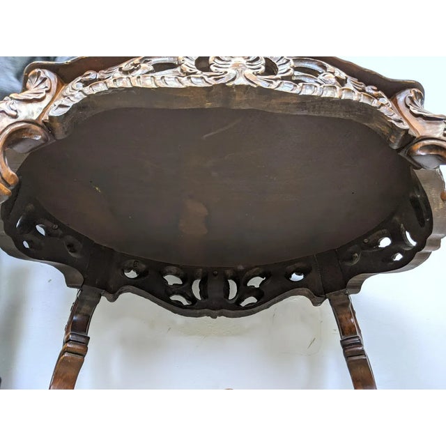 Mid 20th Century French Carved Style Mahogany Table For Sale - Image 4 of 9