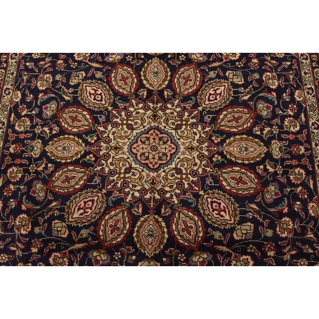 Tabriz Rug 6’6” X 9’7” Blue Wool Vintage Traditional Hand-Knotted Carpet For Sale In Philadelphia - Image 6 of 15