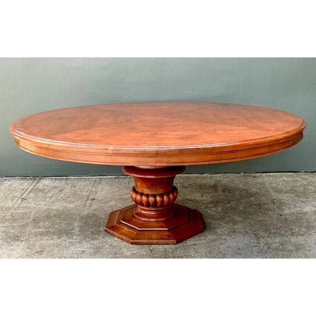 Traditional Vintage Custom Monumental Carved Pedestal Dining Table For Sale - Image 3 of 12