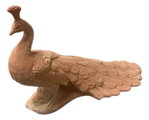 Tuscan Terra Cotta Peacock Garden Sculpture