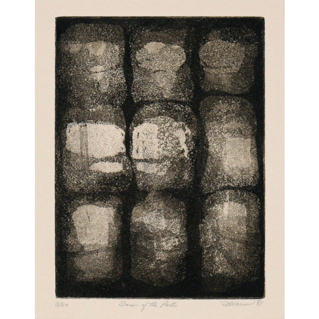 "Sum of the Parts" - Abstract Etching in Ink on Paper (#3/20) Dark abstract print by Doris Ann Warner (American,...