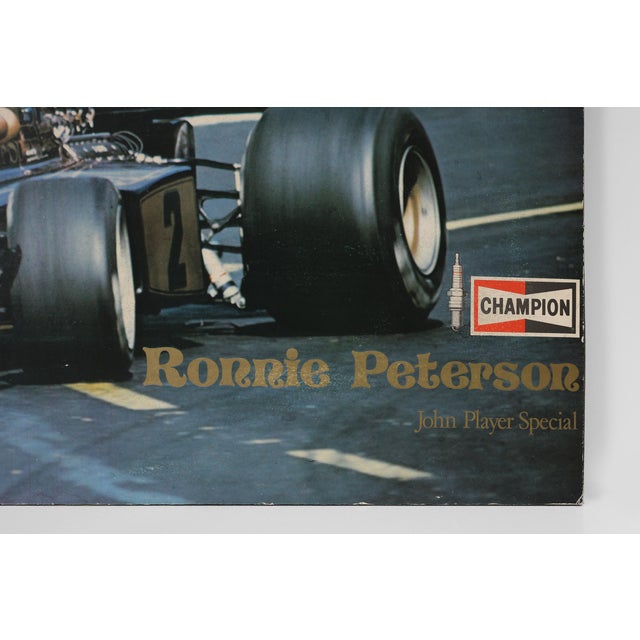 Paper Champion Advertising Poster of Ronnie Peterson in John Player Special Lotus, 1973 For Sale - Image 7 of 11
