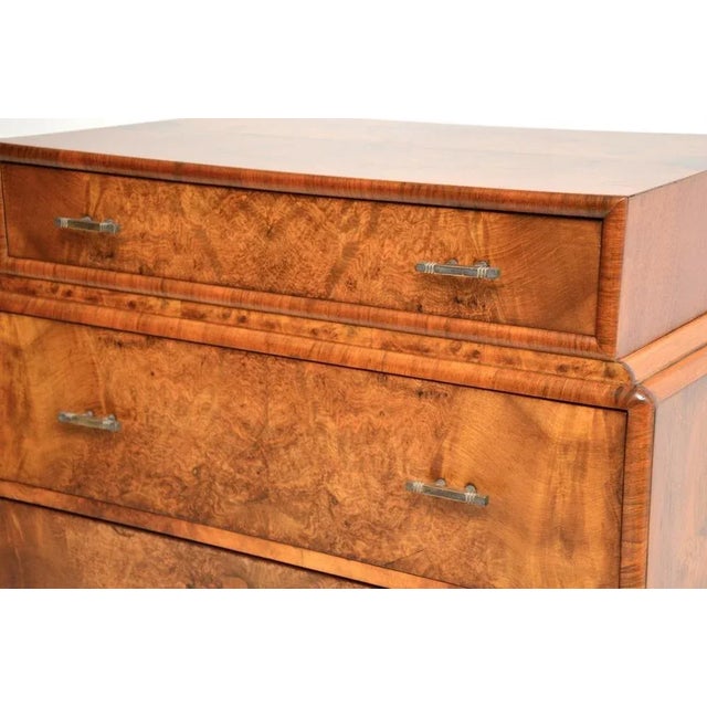 Art Deco Burr Walnut Chest of Drawers, 1930s For Sale - Image 10 of 12