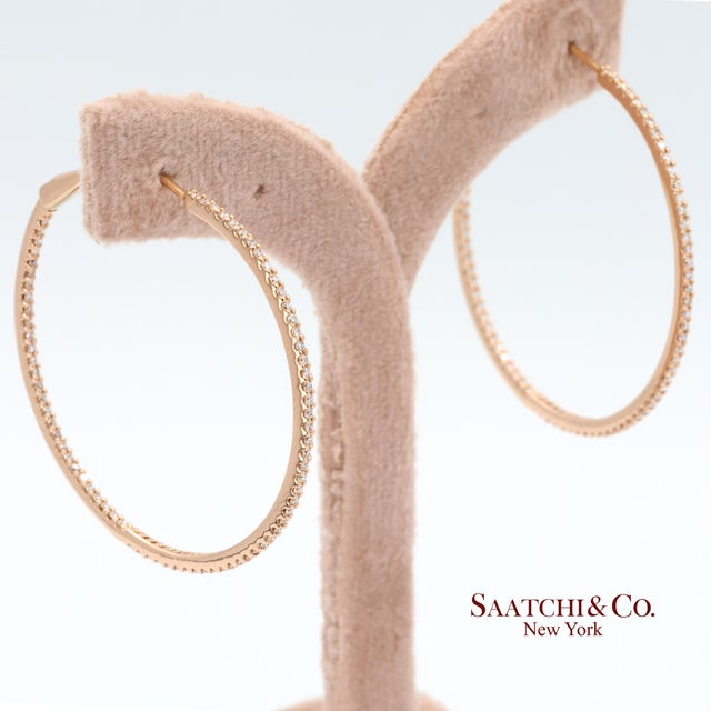 Diamond Hoop Earrings Metal Type: 18k Rose Gold Total Item Weight: 6.0 Grams Primary Stone: Natural Diamond Primary Carat...