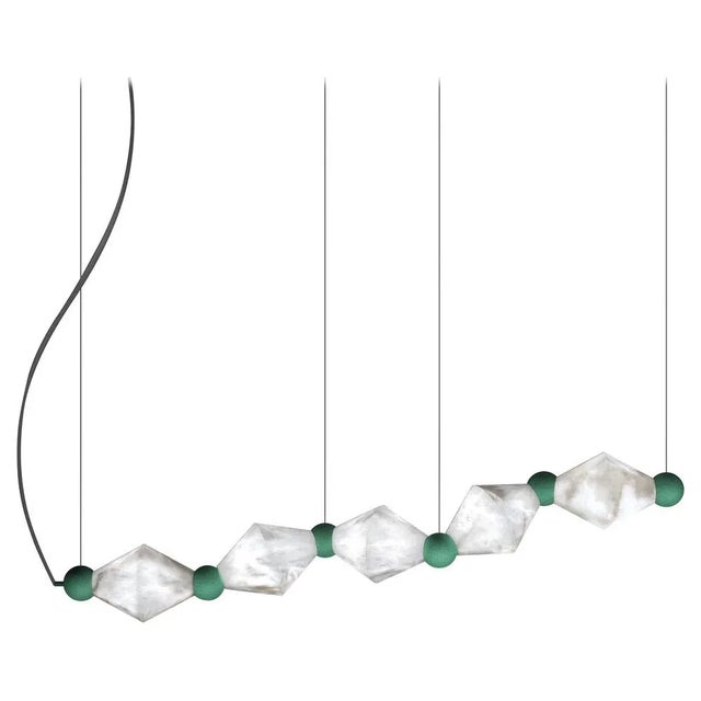 Contemporary Chronos Freedom Green Metal Pendant Lamp by Alabastro Italian For Sale - Image 3 of 3