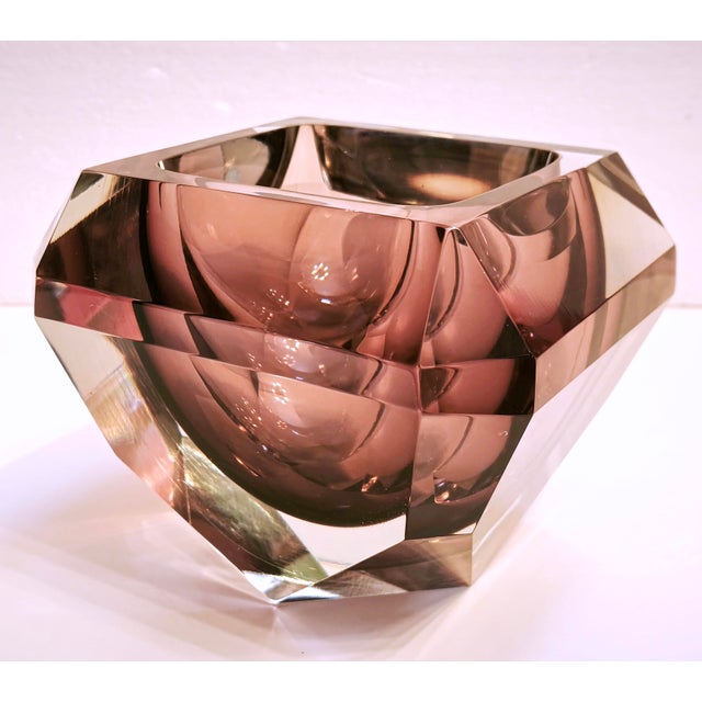 Vintage Murano Sommerso Diamond Bowl attributed to Alessandro Mandruzzato, Italy, 1970s For Sale - Image 14 of 18