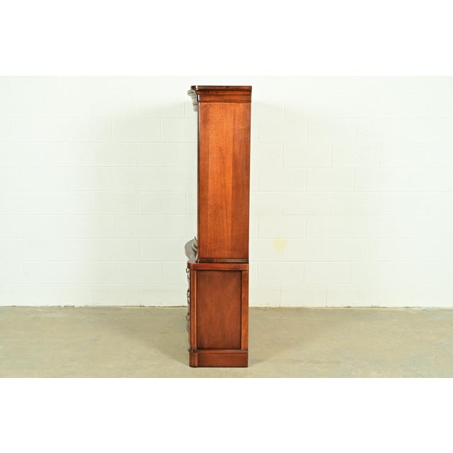 Baker Furniture Style Georgian Carved Mahogany Breakfront Bookcase Cabinet, Circa 1950s For Sale - Image 10 of 12