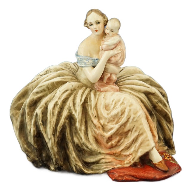 Large 20th Century Ceramic Sculpture of Lady with Child by Guido Cacciapuoti, Italy For Sale